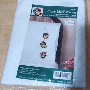 Tobin Penguin Slide Embroidery Pillowcases
